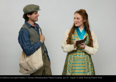 Grant Goldman and Sophie MacKay in Newsies at Broadway Rose Theatre Company, July 16 - August 16, 2026. Photo by Fletcher Wold.
