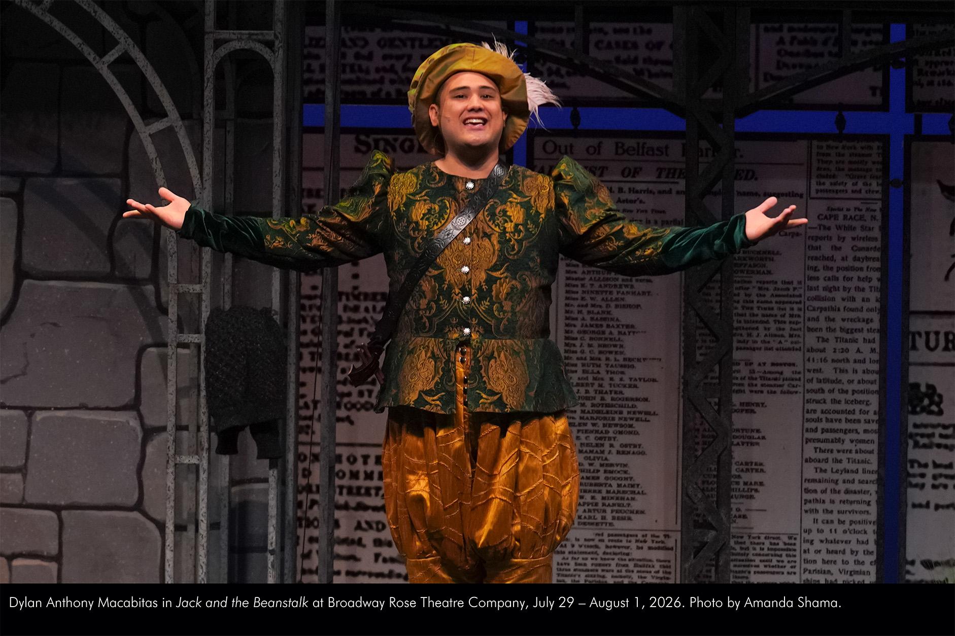 Dylan Anthony Macabitas in Jack and the Beanstalk at Broadway Rose Theatre Company, July 29 - August 1, 2026. Photo by Amanda Shama.