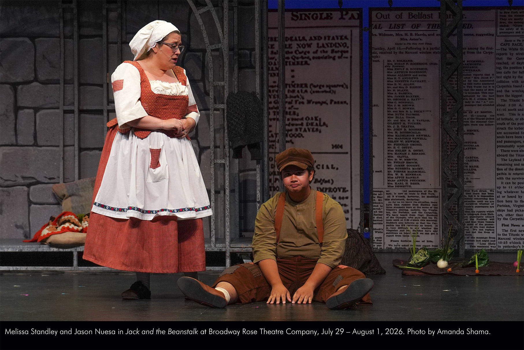 Melissa Standley and Jason Nuesa in Jack and the Beanstalk at Broadway Rose Theatre Company, July 29 - August 1, 2026. Photo by Amanda Shama.