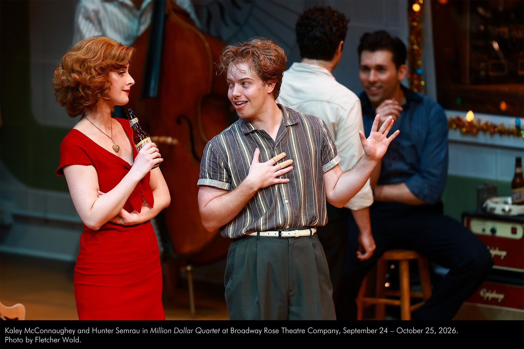 Kaley McConnaughey and Hunter Semrau in Million Dollar Quartet at Broadway Rose Theatre Company, September 24 - October 25, 2026. Photo by Fletcher Wold.
