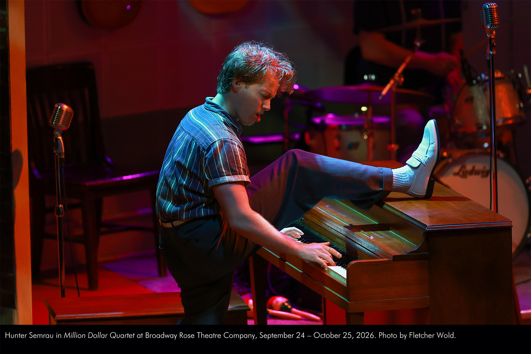 Hunter Semrau in Million Dollar Quartet at Broadway Rose Theatre Company, September 24 - October 25, 2026. Photo by Fletcher Wold.