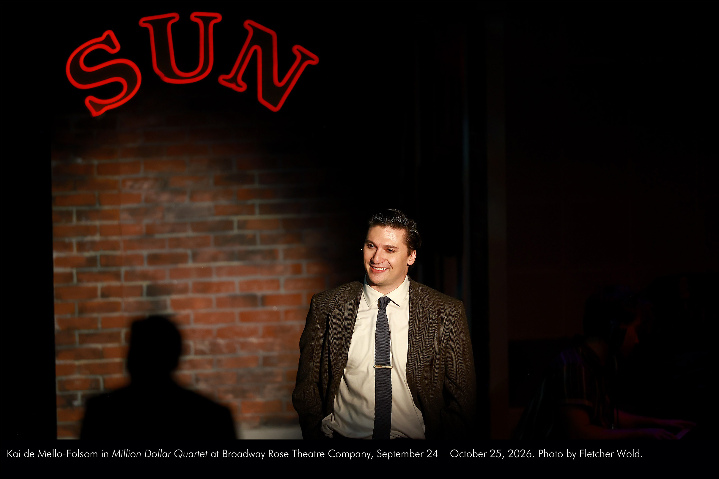 SUV Kai de Mello-Folsom in Million Dollar Quartet at Broadway Rose Theatre Company, September 24 - October 25, 2026. Photo by Fletcher Wold.
