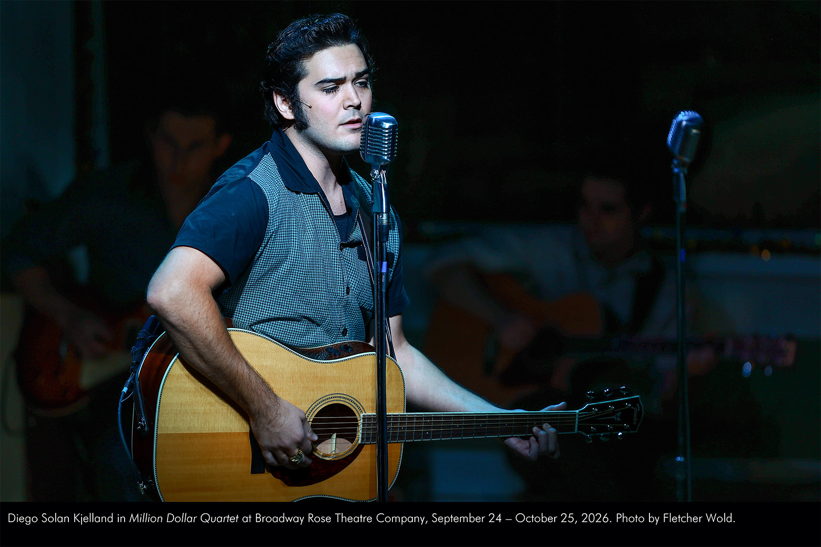 Diego Solan Kjelland in Million Dollar Quartet at Broadway Rose Theatre Company, September 24 - October 25, 2026. Photo by Fletcher Wold.
